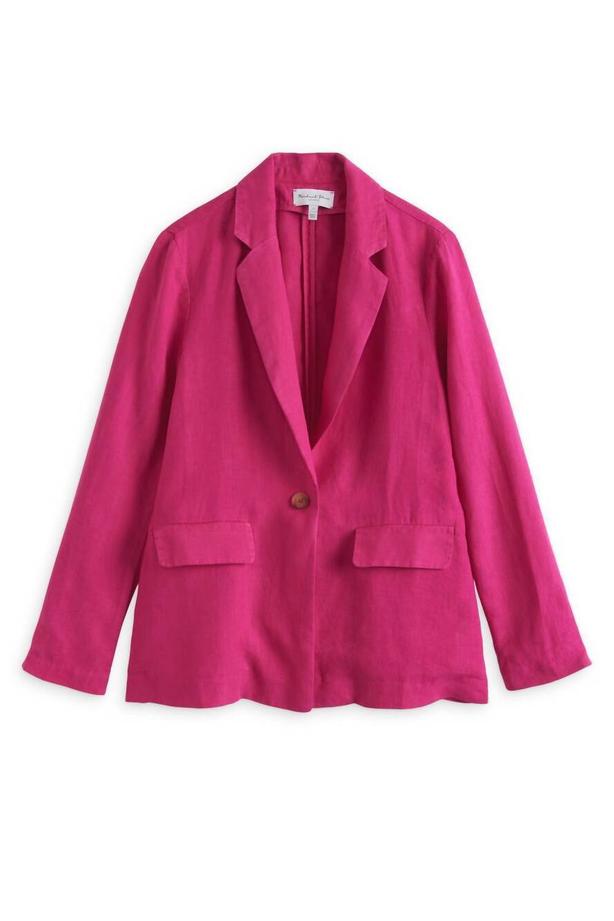 NEW MICHAEL STARS women's lottie linen blazer in dark voltage